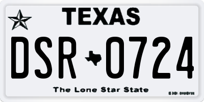 TX license plate DSR0724
