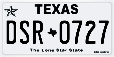 TX license plate DSR0727