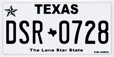 TX license plate DSR0728