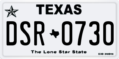 TX license plate DSR0730
