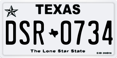 TX license plate DSR0734
