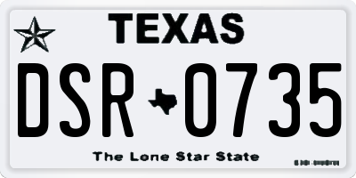TX license plate DSR0735