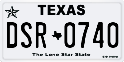 TX license plate DSR0740