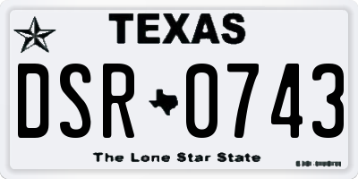 TX license plate DSR0743