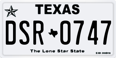 TX license plate DSR0747