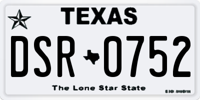 TX license plate DSR0752