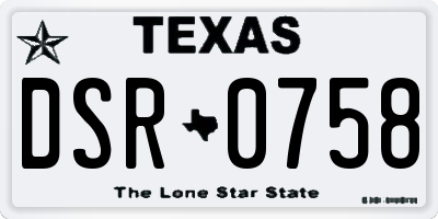TX license plate DSR0758