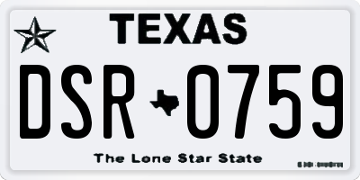 TX license plate DSR0759