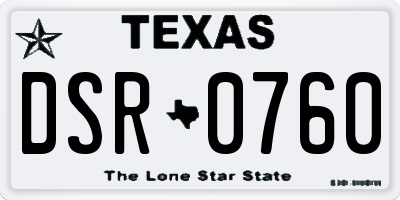 TX license plate DSR0760