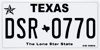 TX license plate DSR0770