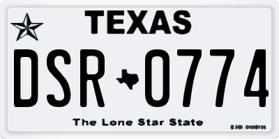 TX license plate DSR0774