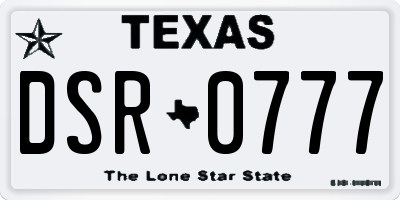 TX license plate DSR0777