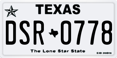 TX license plate DSR0778