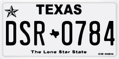 TX license plate DSR0784