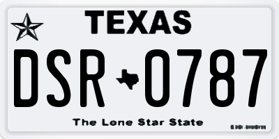 TX license plate DSR0787