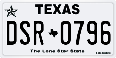 TX license plate DSR0796