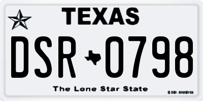 TX license plate DSR0798