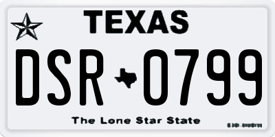 TX license plate DSR0799