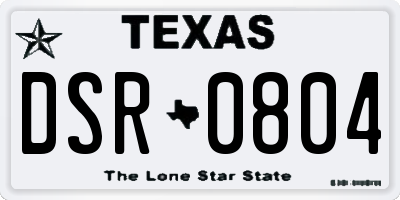 TX license plate DSR0804