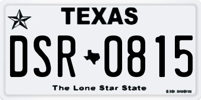 TX license plate DSR0815