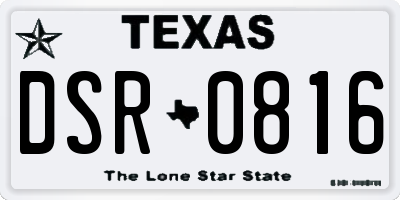 TX license plate DSR0816