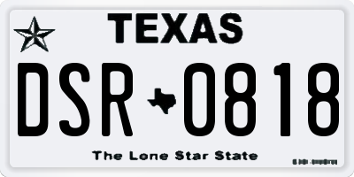 TX license plate DSR0818