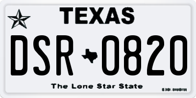 TX license plate DSR0820