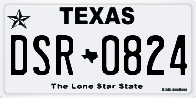 TX license plate DSR0824
