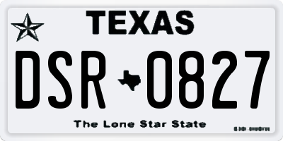 TX license plate DSR0827