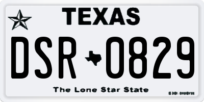 TX license plate DSR0829