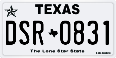 TX license plate DSR0831