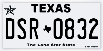 TX license plate DSR0832
