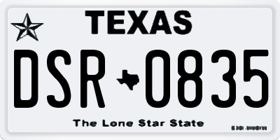 TX license plate DSR0835