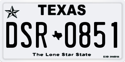 TX license plate DSR0851
