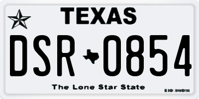 TX license plate DSR0854
