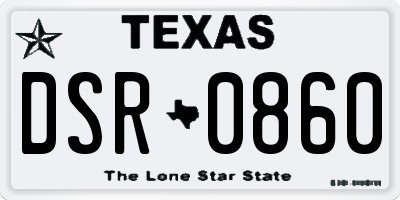 TX license plate DSR0860