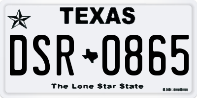 TX license plate DSR0865