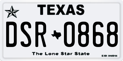 TX license plate DSR0868