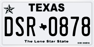 TX license plate DSR0878