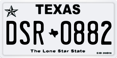 TX license plate DSR0882