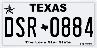 TX license plate DSR0884