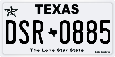 TX license plate DSR0885