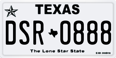 TX license plate DSR0888