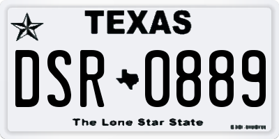 TX license plate DSR0889