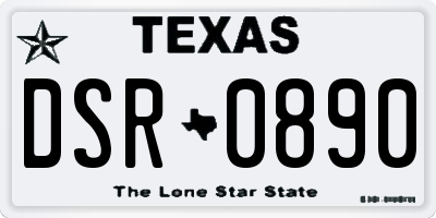 TX license plate DSR0890