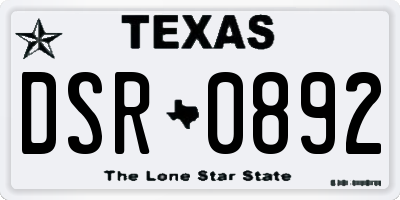 TX license plate DSR0892