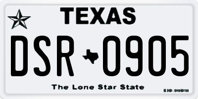 TX license plate DSR0905