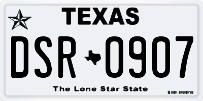 TX license plate DSR0907