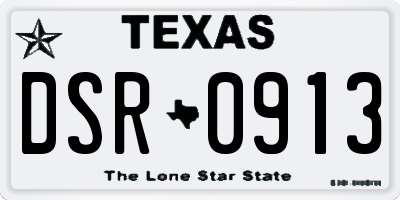 TX license plate DSR0913