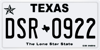 TX license plate DSR0922